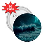 Ai Generated Waves Ocean Sea Tsunami Nautical Blue Sea Art 2.25  Buttons (10 pack)  Front