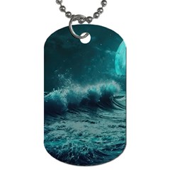 Ai Generated Waves Ocean Sea Tsunami Nautical Blue Sea Art Dog Tag (two Sides) by Ravend