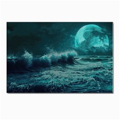 Ai Generated Waves Ocean Sea Tsunami Nautical Blue Sea Art Postcard 4 x 6  (pkg Of 10) by Ravend