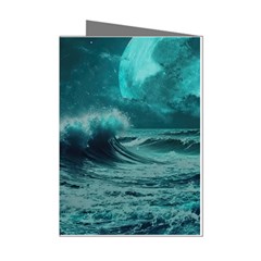 Ai Generated Waves Ocean Sea Tsunami Nautical Blue Sea Art Mini Greeting Cards (pkg Of 8) by Ravend