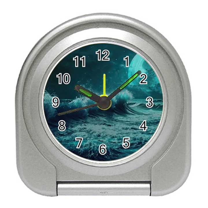 Ai Generated Waves Ocean Sea Tsunami Nautical Blue Sea Art Travel Alarm Clock