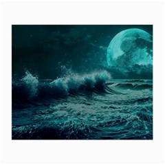 Ai Generated Waves Ocean Sea Tsunami Nautical Blue Sea Art Small Glasses Cloth by Ravend