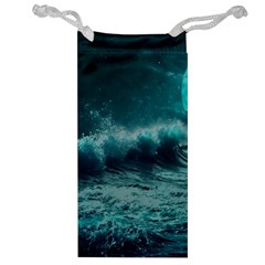 Ai Generated Waves Ocean Sea Tsunami Nautical Blue Sea Art Jewelry Bag by Ravend