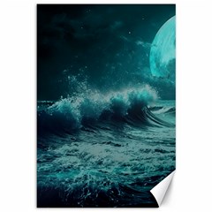 Ai Generated Waves Ocean Sea Tsunami Nautical Blue Sea Art Canvas 12  X 18  by Ravend