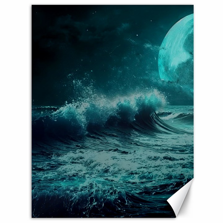 Ai Generated Waves Ocean Sea Tsunami Nautical Blue Sea Art Canvas 36  x 48 