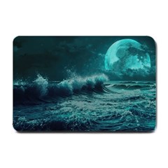 Ai Generated Waves Ocean Sea Tsunami Nautical Blue Sea Art Small Doormat by Ravend