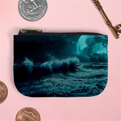 Ai Generated Waves Ocean Sea Tsunami Nautical Blue Sea Art Mini Coin Purse by Ravend