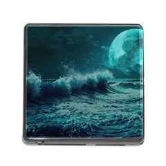 Ai Generated Waves Ocean Sea Tsunami Nautical Blue Sea Art Memory Card Reader (square 5 Slot) by Ravend