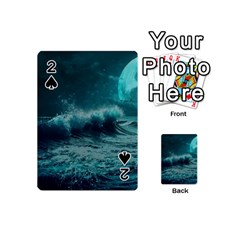 Ai Generated Waves Ocean Sea Tsunami Nautical Blue Sea Art Playing Cards 54 Designs (mini) by Ravend