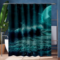 Ai Generated Waves Ocean Sea Tsunami Nautical Blue Sea Art Shower Curtain 60  X 72  (medium)  by Ravend