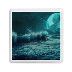 Ai Generated Waves Ocean Sea Tsunami Nautical Blue Sea Art Memory Card Reader (square) by Ravend