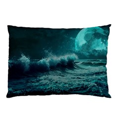 Ai Generated Waves Ocean Sea Tsunami Nautical Blue Sea Art Pillow Case (two Sides) by Ravend