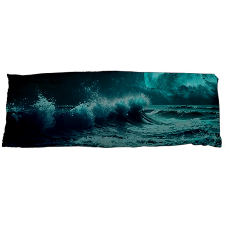 Ai Generated Waves Ocean Sea Tsunami Nautical Blue Sea Art Body Pillow Case Dakimakura (Two Sides)