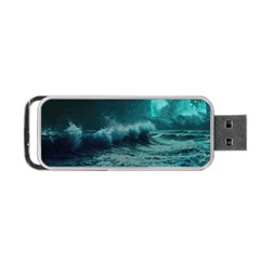 Ai Generated Waves Ocean Sea Tsunami Nautical Blue Sea Art Portable Usb Flash (one Side) by Ravend