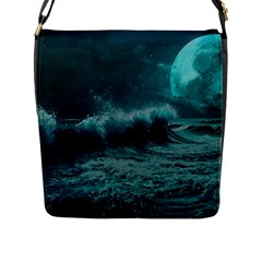 Ai Generated Waves Ocean Sea Tsunami Nautical Blue Sea Art Flap Closure Messenger Bag (l) by Ravend