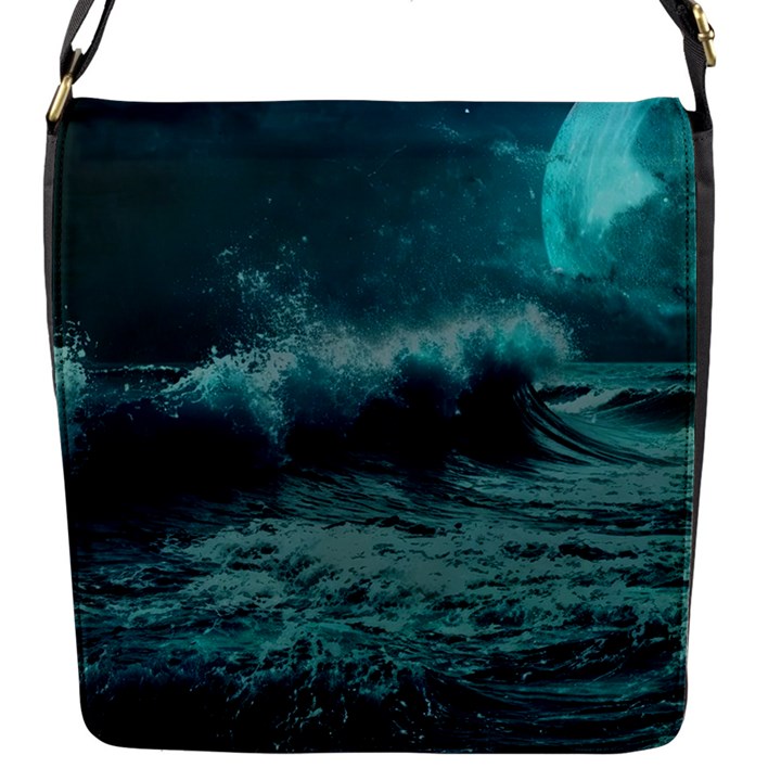 Ai Generated Waves Ocean Sea Tsunami Nautical Blue Sea Art Flap Closure Messenger Bag (S)