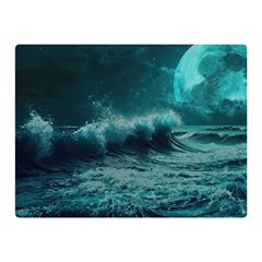 Ai Generated Waves Ocean Sea Tsunami Nautical Blue Sea Art Premium Plush Fleece Blanket (mini) by Ravend