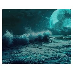 Ai Generated Waves Ocean Sea Tsunami Nautical Blue Sea Art Premium Plush Fleece Blanket (medium) by Ravend