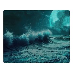 Ai Generated Waves Ocean Sea Tsunami Nautical Blue Sea Art Premium Plush Fleece Blanket (large) by Ravend