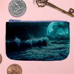 Ai Generated Waves Ocean Sea Tsunami Nautical Blue Sea Art Large Coin Purse by Ravend