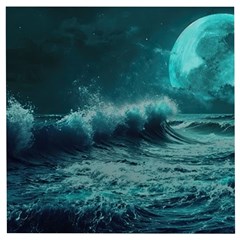 Ai Generated Waves Ocean Sea Tsunami Nautical Blue Sea Art Wooden Puzzle Square by Ravend