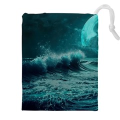 Ai Generated Waves Ocean Sea Tsunami Nautical Blue Sea Art Drawstring Pouch (4xl) by Ravend