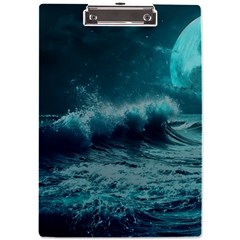 Ai Generated Waves Ocean Sea Tsunami Nautical Blue Sea Art A4 Acrylic Clipboard by Ravend