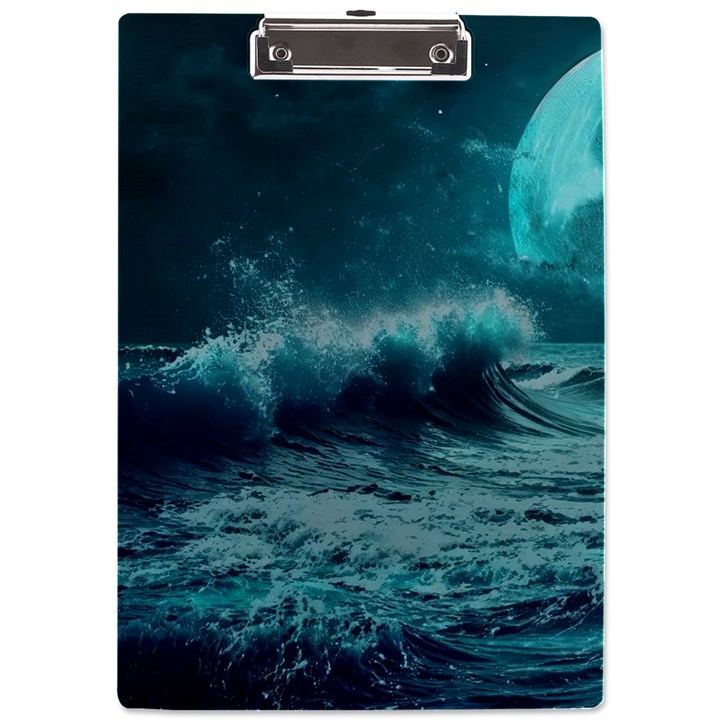 Ai Generated Waves Ocean Sea Tsunami Nautical Blue Sea Art A4 Acrylic Clipboard