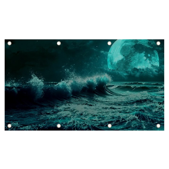 Ai Generated Waves Ocean Sea Tsunami Nautical Blue Sea Art Banner and Sign 7  x 4 