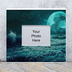 Ai Generated Waves Ocean Sea Tsunami Nautical Blue Sea Art White Wall Photo Frame 5  X 7  by Ravend