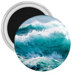 Ai Generated Waves Ocean Sea Tsunami Nautical Blue Sea 3  Magnets by Ravend