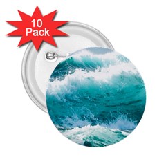 Ai Generated Waves Ocean Sea Tsunami Nautical Blue Sea 2 25  Buttons (10 Pack)  by Ravend