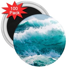 Ai Generated Waves Ocean Sea Tsunami Nautical Blue Sea 3  Magnets (100 Pack) by Ravend