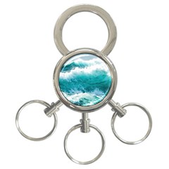 Ai Generated Waves Ocean Sea Tsunami Nautical Blue Sea 3-ring Key Chain by Ravend