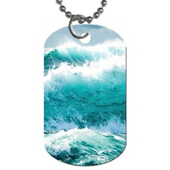 Ai Generated Waves Ocean Sea Tsunami Nautical Blue Sea Dog Tag (two Sides) by Ravend