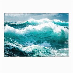 Ai Generated Waves Ocean Sea Tsunami Nautical Blue Sea Postcards 5  X 7  (pkg Of 10) by Ravend