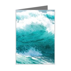 Ai Generated Waves Ocean Sea Tsunami Nautical Blue Sea Mini Greeting Card by Ravend