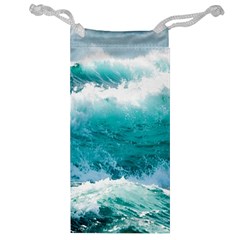 Ai Generated Waves Ocean Sea Tsunami Nautical Blue Sea Jewelry Bag by Ravend