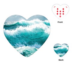 Ai Generated Waves Ocean Sea Tsunami Nautical Blue Sea Playing Cards Single Design (heart) by Ravend