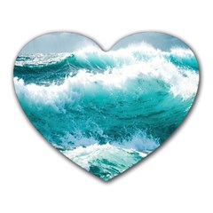 Ai Generated Waves Ocean Sea Tsunami Nautical Blue Sea Heart Mousepad by Ravend