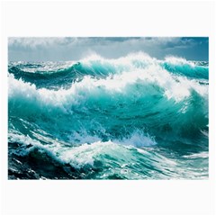 Ai Generated Waves Ocean Sea Tsunami Nautical Blue Sea Large Glasses Cloth (2 Sides) by Ravend