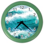 Ai Generated Waves Ocean Sea Tsunami Nautical Blue Sea Color Wall Clock Front