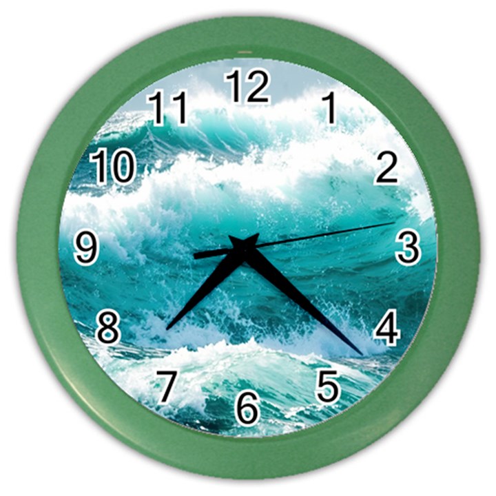 Ai Generated Waves Ocean Sea Tsunami Nautical Blue Sea Color Wall Clock