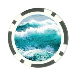 Ai Generated Waves Ocean Sea Tsunami Nautical Blue Sea Poker Chip Card Guard by Ravend