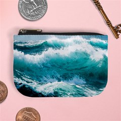 Ai Generated Waves Ocean Sea Tsunami Nautical Blue Sea Mini Coin Purse by Ravend