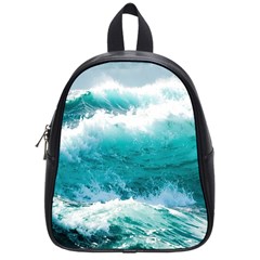 Ai Generated Waves Ocean Sea Tsunami Nautical Blue Sea School Bag (small) by Ravend