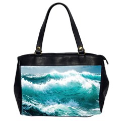 Ai Generated Waves Ocean Sea Tsunami Nautical Blue Sea Oversize Office Handbag (2 Sides) by Ravend