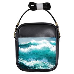 Ai Generated Waves Ocean Sea Tsunami Nautical Blue Sea Girls Sling Bag by Ravend