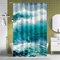 Ai Generated Waves Ocean Sea Tsunami Nautical Blue Sea Shower Curtain 48  X 72  (small)  by Ravend