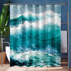 Ai Generated Waves Ocean Sea Tsunami Nautical Blue Sea Shower Curtain 60  X 72  (medium)  by Ravend